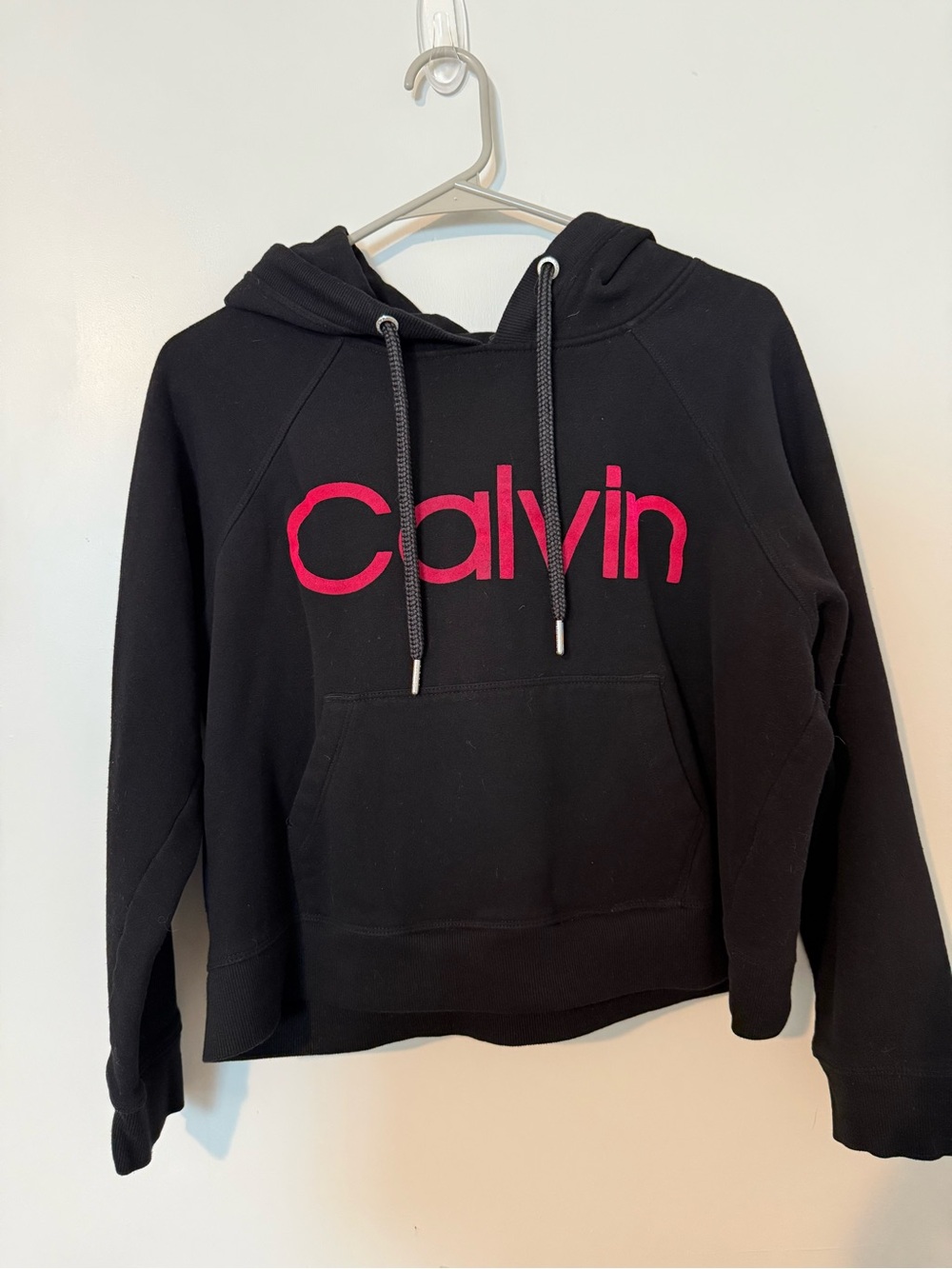 Calvin Klein Performance Black Hoodie with Pink Calvin Script